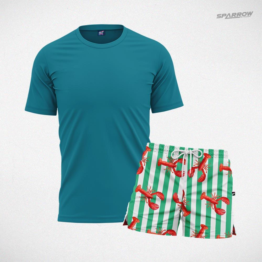 Majica premium i šorc za kupanje dezeniran - muški