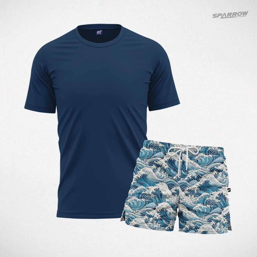 Majica premium i šorc za kupanje dezeniran - muški